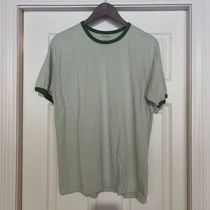 Ruff Hewn Green Ringer T-Shirt Cotton Made in India Size L Vintage Style
